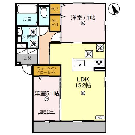 AVANCEE鳳 A棟(2LDK/1階)の間取り写真