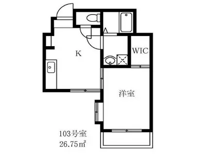 東急池上線 長原駅 徒歩7分 BT別 ウォークイン有 独立台有(1K/1階)の間取り写真