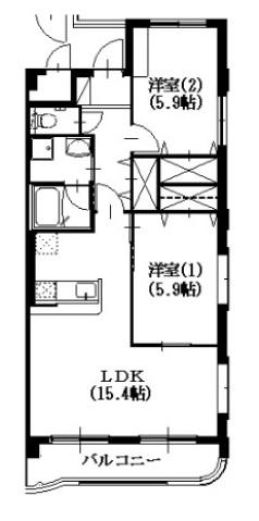 セントフィールド(2LDK/3階)の間取り写真