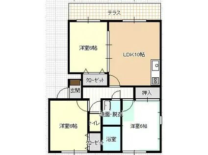 サニーヒルズII(3LDK/2階)の間取り写真