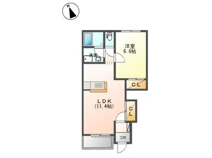 グランコート(1LDK/1階)の間取り写真