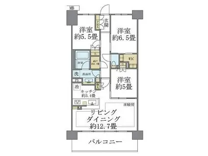 BRILLIACITY石神井公園アトラス6号棟(3LDK/3階)の間取り写真