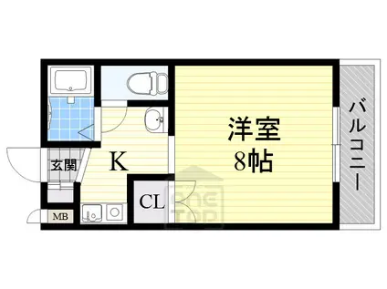 シャルル高槻(1K/3階)の間取り写真
