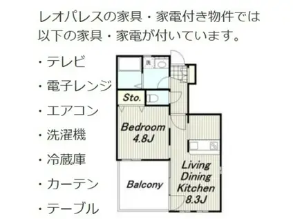 レオネクストフリージア(1LDK/1階)の間取り写真