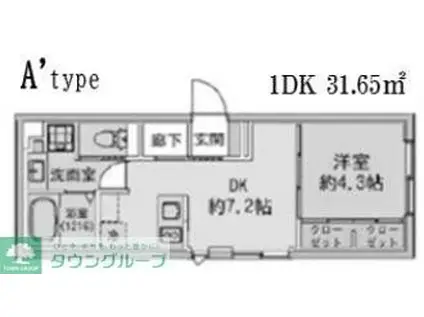FABRIC蒲田ウエスト RESIDENCE(1DK/5階)の間取り写真
