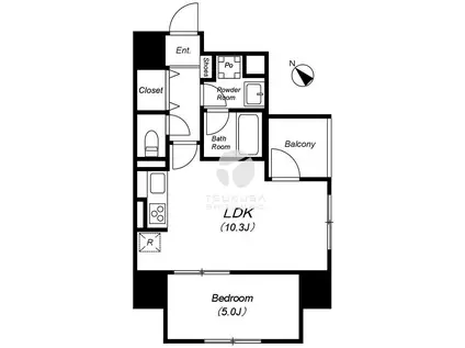 ルミークアン千駄木(1LDK/10階)の間取り写真
