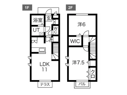 フォレストメゾン若久(2LDK/1階)の間取り写真