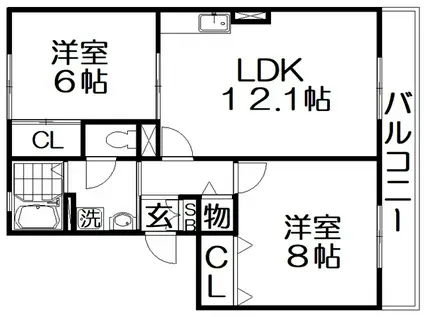 パストラル(2LDK/2階)の間取り写真