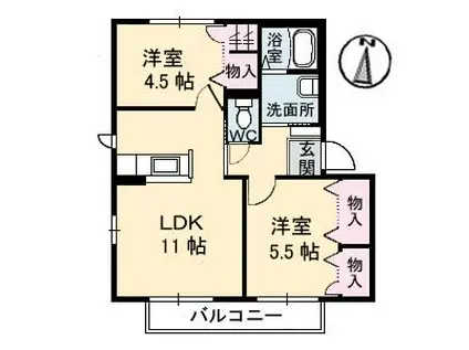 フローエA(2LDK/2階)の間取り写真