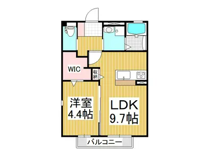 グラン・シャリオ新田(1LDK/2階)の間取り写真