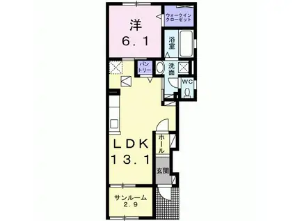プリムラ II(1LDK/1階)の間取り写真