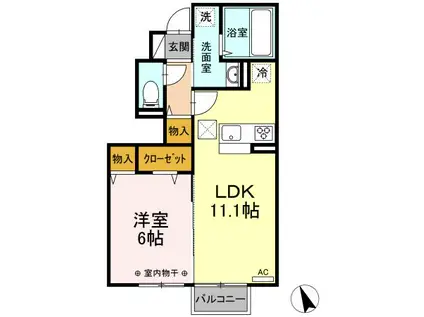 ヴィーナスフラット(1LDK/1階)の間取り写真