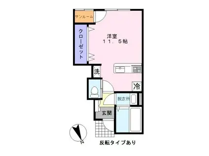 パークコート城東A棟(1K/1階)の間取り写真