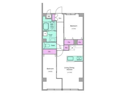 レジディア千川プレイス(2LDK/1階)の間取り写真