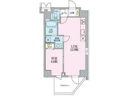 ニアレスタSUGAMO(1LDK/10階)の間取り写真