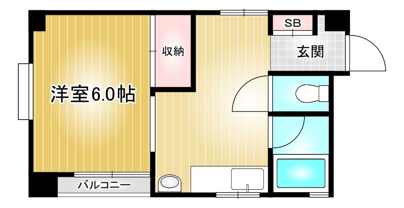 HP黄金ビル(ワンルーム/4階)の間取り写真