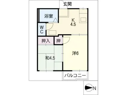タウニー鹿田(2K/2階)の間取り写真