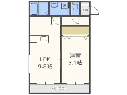 CHISE(1LDK/1階)の間取り写真