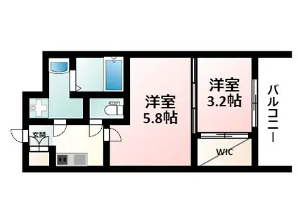 セレニテ江坂ルフレ(2K/9階)の間取り写真