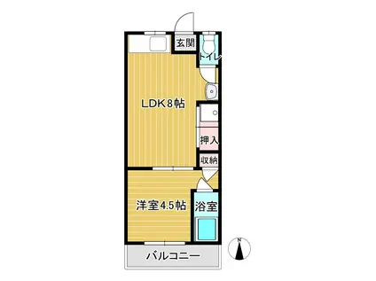 鈴木建設ビル(1LDK/2階)の間取り写真