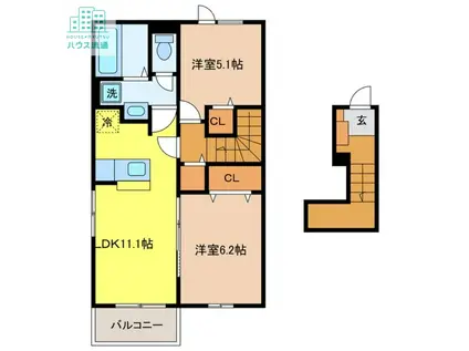 ルミナスガーデン A棟(2LDK/2階)の間取り写真
