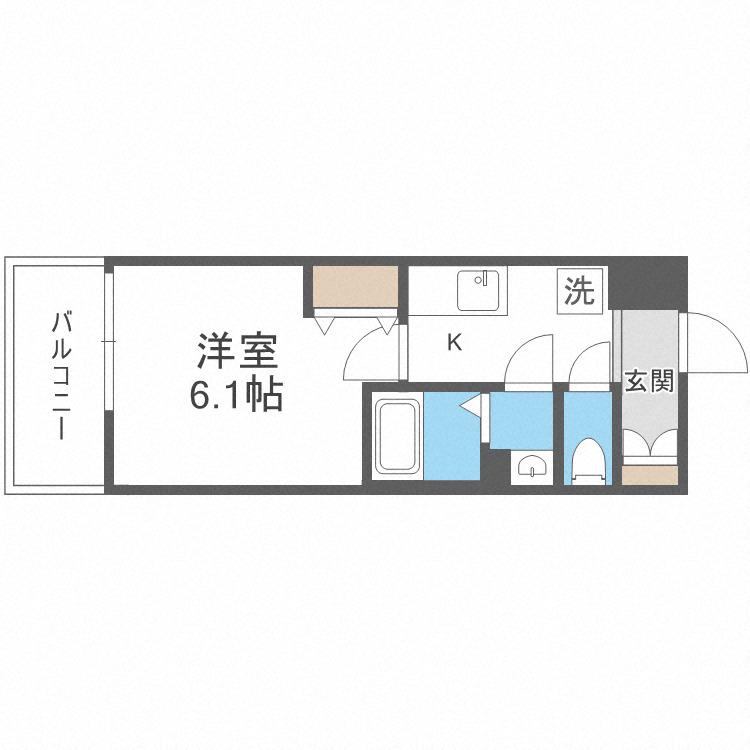VITA弁天町(1K/7階)の間取り写真