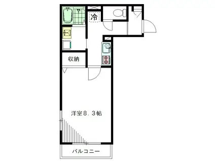 YOSHIDA(1K/2階)の間取り写真