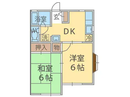 グランディール(2K/1階)の間取り写真