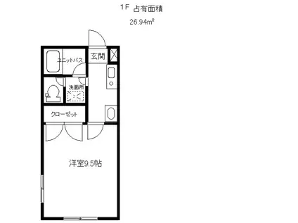 ラ・ペール(1K/1階)の間取り写真