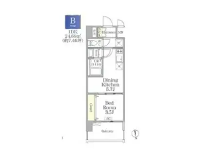 アプリーレ阿波座南(1DK/4階)の間取り写真