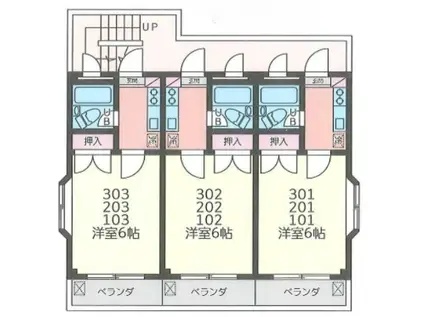 エミエール21(1K/1階)の間取り写真