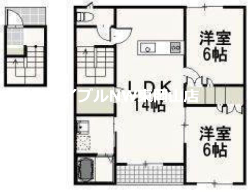 ベルリード今在家A(2LDK/2階)の間取り写真