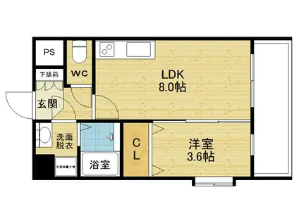 ベルヴェーレ新大阪(1LDK/4階)の間取り写真