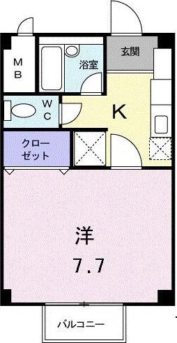 エスポワール由布(1K/1階)の間取り写真