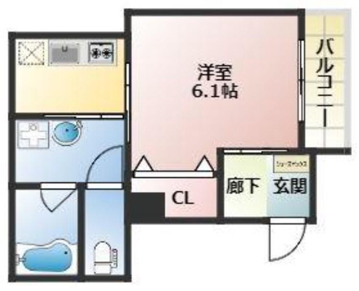 グランメゾン南余部(1K/2階)の間取り写真