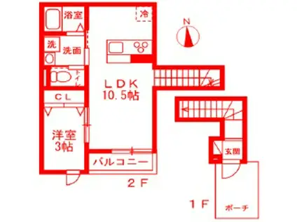 神奈川区西寺尾長尾工事(1LDK/2階)の間取り写真
