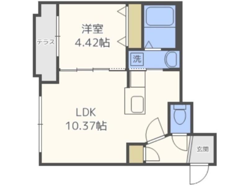 ノルデスタ旭ヶ丘(1LDK/2階)の間取り写真