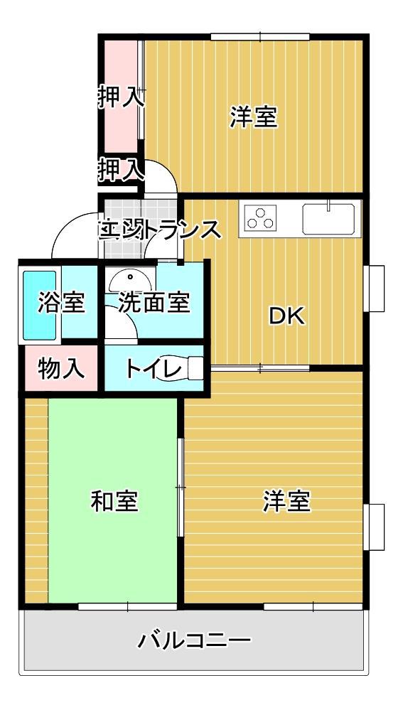 グリーンハイツ梅郷A棟(3DK/2階)の間取り写真