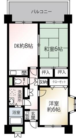 ファミール江田(2DK/1階)の間取り写真