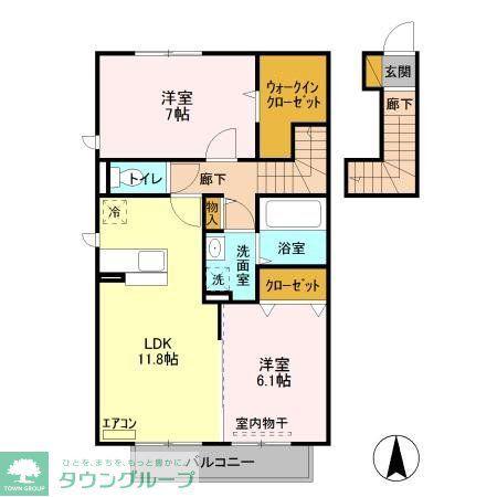 パーク・レジーナAB(2LDK/2階)の間取り写真