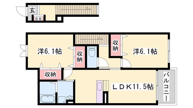 グラツィアC(2LDK/2階)の間取り写真