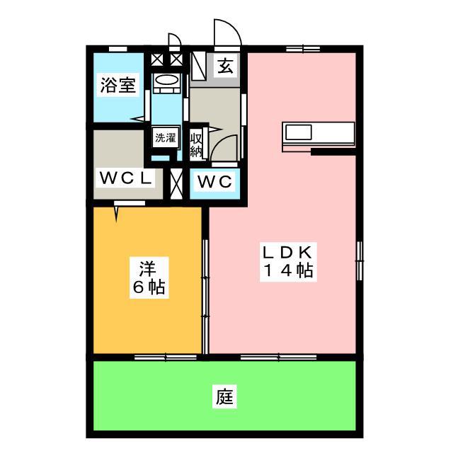CASA・L A棟(1LDK/1階)の間取り写真