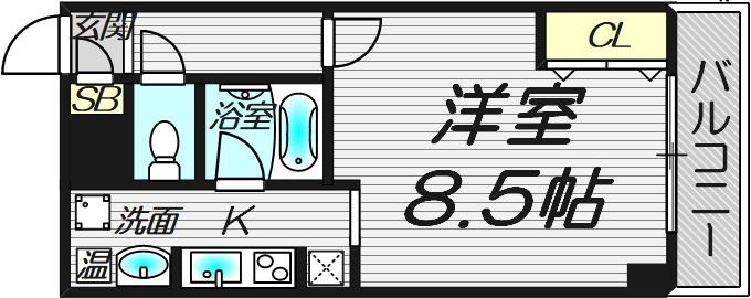 ルミエール八戸ノ里(1K/3階)の間取り写真