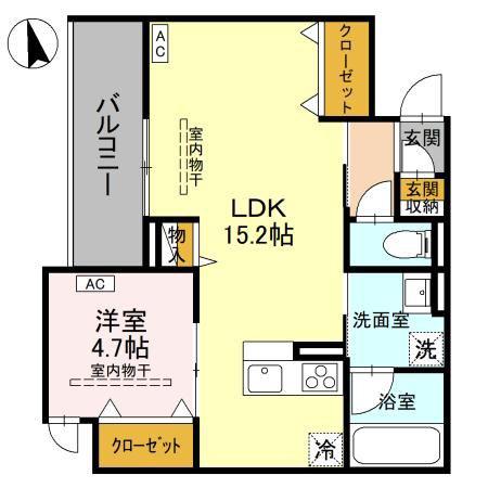 D-IMPARABLE(1LDK/3階)の間取り写真