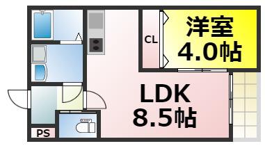 H-MAISON大正(1LDK/1階)の間取り写真