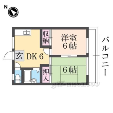 寝屋川スカイハイツ(2DK/3階)の間取り写真