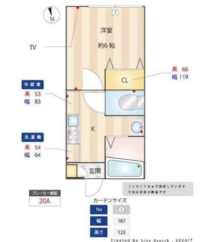 フォルス(1K/2階)の間取り写真