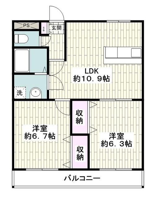 ノーブルヒル(2LDK/3階)の間取り写真