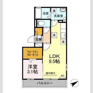 リビングタウンさくらだ(1LDK/1階)の間取り写真