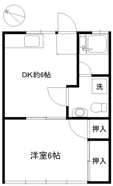 ハイツ近清(1DK/1階)の間取り写真